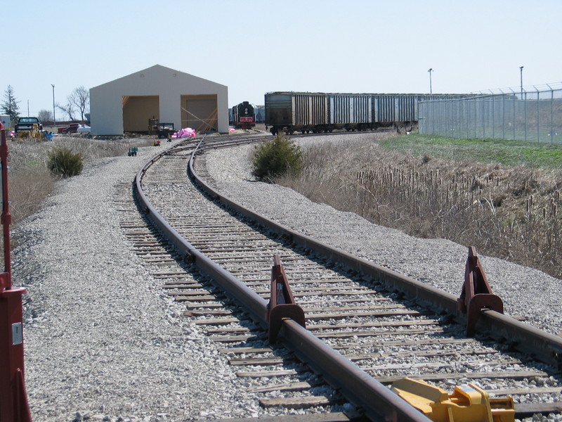 Looking east at the new steam engine shed, still under construction.  April 5, 2007.