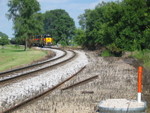 Fellow railfan shoots the westbound at Moscow, Aug. 13, 2008.