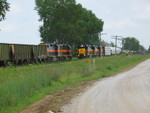 West train meets the coal empties at N. Star, Aug. 21, 2007.