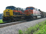 Gevos of IAIS's westbound and BN eastbound meet at the west end of Walcott siding.