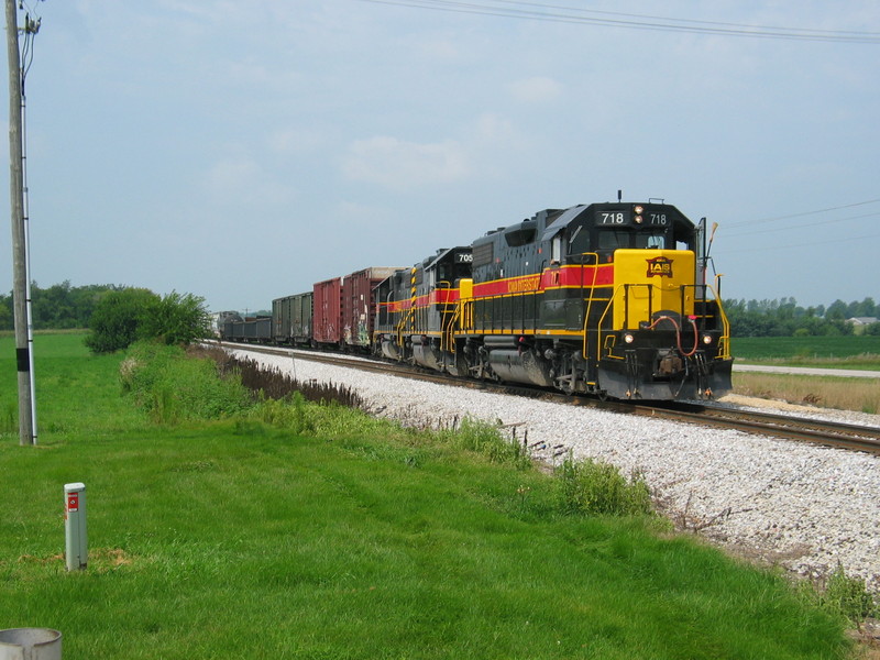 East train picking up at Twin States, Aug. 5, 2007.