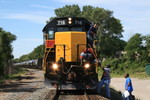 A crew change to be able to cross the Des Plaines River