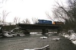 GMTX 2672 leads IAIS 153 & 154 (in blue paint) eastbound across the Hickory Creek