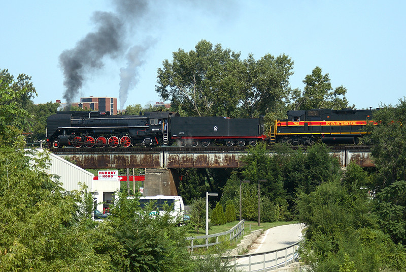 Crossing the west end of the Iowa River bridge in Iowa City