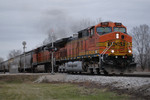 BNSF G-RCISMR departs Carbon Cliff, IL.  16-Dec-2006.