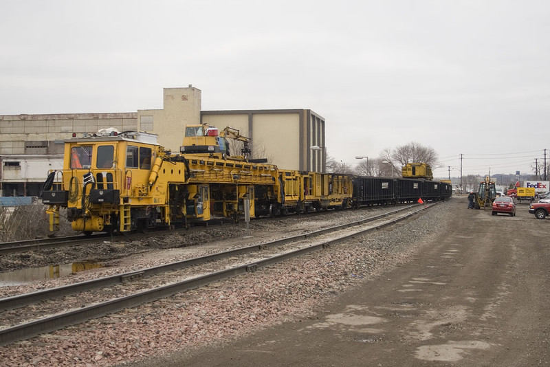 BNSF's Plasser American Tie Machine @ 44th St; Rock Island, IL.  March 25, 2009.