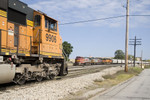 BNSF 9906 East meets BNSF 557 West @ Rock Island, IL.