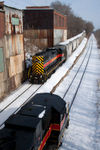 709 drops down the connection with the cement empties and will tie onto the rear of 717 for the rest of the trip to Utica.