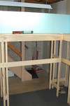 An overview of a single "domino" module, as popularized by David Barrow.  The Grimes Line consists of 14 dominoes, all designed to make it up the basement stairs and out the door.  The lower frame wil eventually support a deep front fascia.