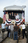 Gov Culver on the left with the mayor of Des Moines speaking.  Des Moines, IA. June 24, 2009.