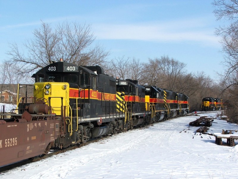 403 trails CBBI's consist as they pull to a stop before swapping road power.