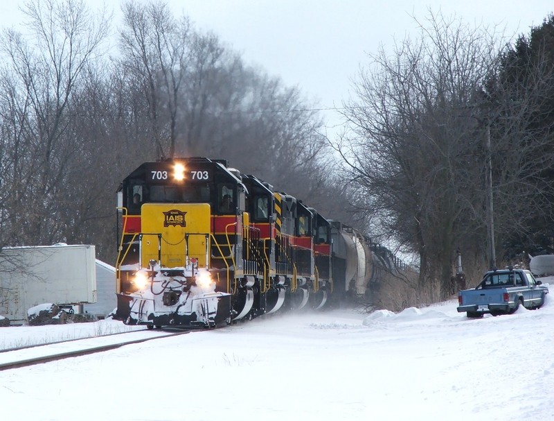 Iowa 703 charges the hill into Stockton.