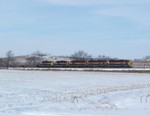Iowa 628, 627, 700, 468, and 403 eastbound with CBBI at Kellogg, IA.