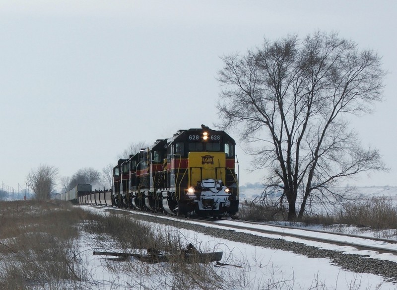 Another roll-by just west of Marengo, the east train was so late the sun had already shifted way west.