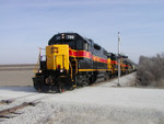 BICB-27 is just south of Bently (east of Peter, IA) on 12/29/04 with 709 up front.  Photo by Joe Atkinson.