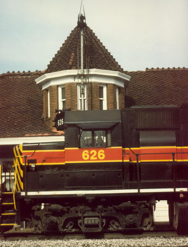 626 sits in front of the Iowa City, IA depot.  Photo by Jeremy J Schrader.