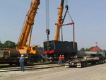 Removing flat car from tender 7081