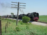 My Uncle Steve Kroeger took this photo of the WB Steam Freight near Menlo IA. This is where I cut my teeth as young man watching the Rock, IRRC and early IAIS.