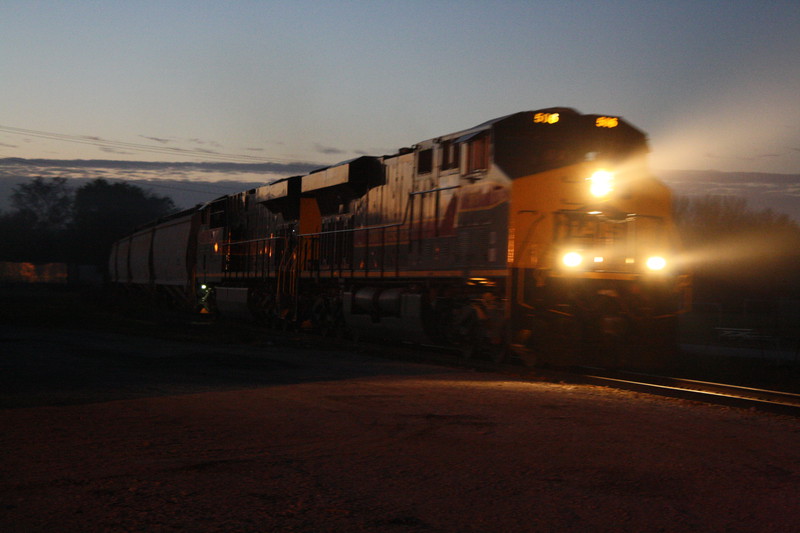 EB Grain train that originated out of Atlantic strolls through Van Meter, IA on 11-2-10.