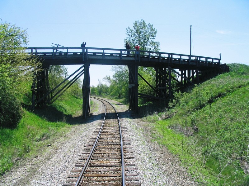 Fans on the old Bridge East of Atlantic, IA