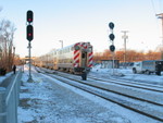 Looking west from Blue Island, the signals have begun to be replaced; they put a bag over the head of that cool little dwarf!