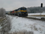 KCSP at the east end of Heinz siding, east of Muscatine, Dec. 13, 2007.