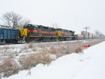 West train slows down to head in at the east end of N. Star, Dec. 20, 2008.