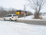 West train is stopped at the 210 crossing for a crew change, Dec. 21, 2008.