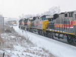 At the west end of N. Star, an extra Crandic pull heads into the siding while the west train sits.