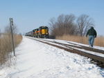 I didn't get a meet shot, but they met the West train at the east end of Walcott siding.