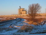 Meno ethanol plant.  The IAIS main is in the foreground, with the remains of "East Menlo" siding next to it.