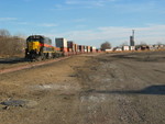 Switching stack cars in the West Yard.