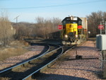 To get from the CBEC track back to the IAIS main, the crew had to pull across UP's 12th St. line for headroom.