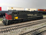 SP C44AC 125, a factory-painted Athearn unit that's been renumbered, detailed, and weathered. Motor has been removed, but like everything else on the layout, it received a Tsunami. The prototype 125 detoured over the IAIS on eastbound MNPPRX02 on May 5, 2005.