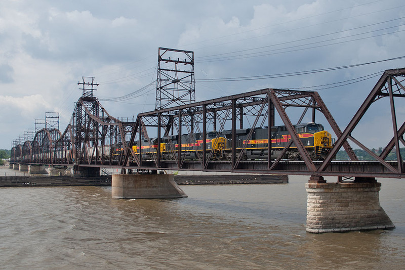 CBBI-01 pulls across the Crescent Bridge; Rock Island, IL.