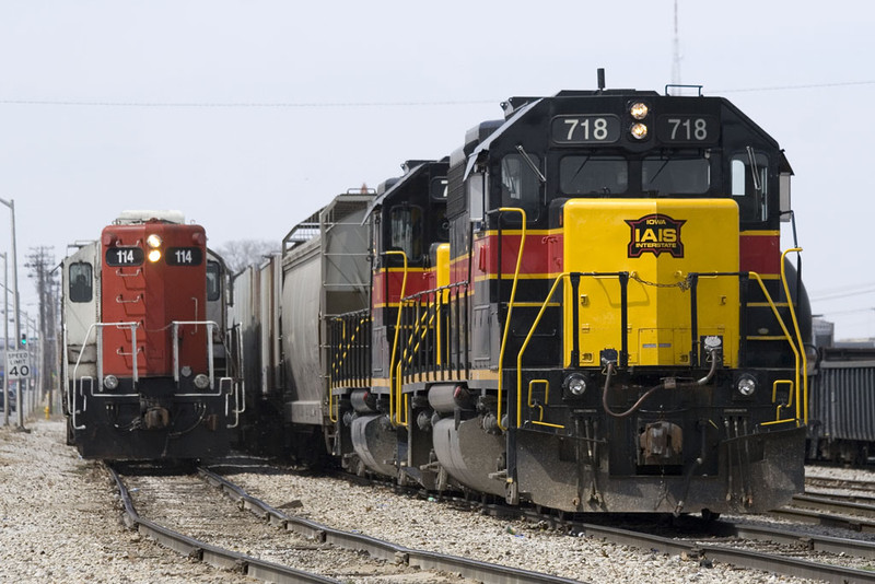 RISW-10 and DM&E's B73 @ Rock Island, IL.  April 10, 2009.