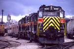 IAIS 400 @ Rock Island, IL on BICB-27.  The 4 Quad Graphics biz cars are heading to Des Moines.  March 28, 2004.