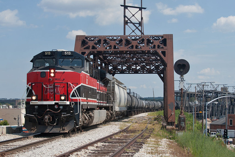 IAIS 513 with SICRX @ 3rd St; Davenport, IA.  July 30, 2012