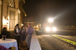 RISW-09 passes the Abbey Station during Will's wedding reception under the watchful eyes of the attending railfans.  Rock Island, IL.  October 9, 2010.