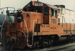 7851, later becoming 451. Interesting marking under cab window "ROCK ISLAND LINE" May 1985 in Iowa City.