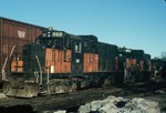 A pair of ex-Milwaukee GP20's 962 and 963  at Iowa City. Nov-1988.