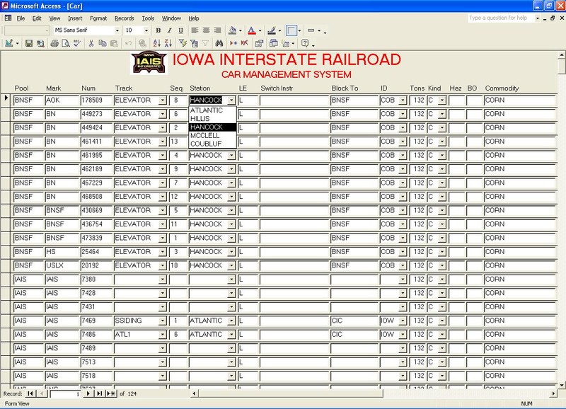 New "Station" drop-down.  I also added drop-downs for destination station ID (e.g. "COB" for Council Bluffs, "BLU" for Blue Island, etc.) and Kind (AKA car type, e.g. "C" for covered hopper, "E" for equipped gondola, etc.).