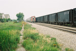 Westbound Metra and CBBI at Hickory Creek, with some brother railfans in the weeds back there!  June 28, 2005.