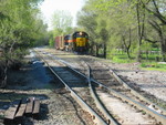 BISW pulling onto the Chessie's connecting track (track 9?) from Evans yard, April 26, 2006.