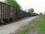 Coal empties meet the west train at Walcott, May 3, 2006.