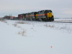West train at mp 217.75, west of Atalissa, Feb. 11, 2008.