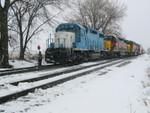Westbound turn heads in at the east end of N. Star siding, Feb. 17, 2008.