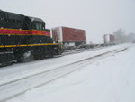 East train clears the west end of N. Star siding, Feb. 17, 2008.