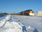 Eastbound RI turn is ready to leave Walcott, after giving their rear 3 units to the West train, Feb. 18, 2008.