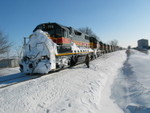 West train leaves Walcott siding after meeting the turn.